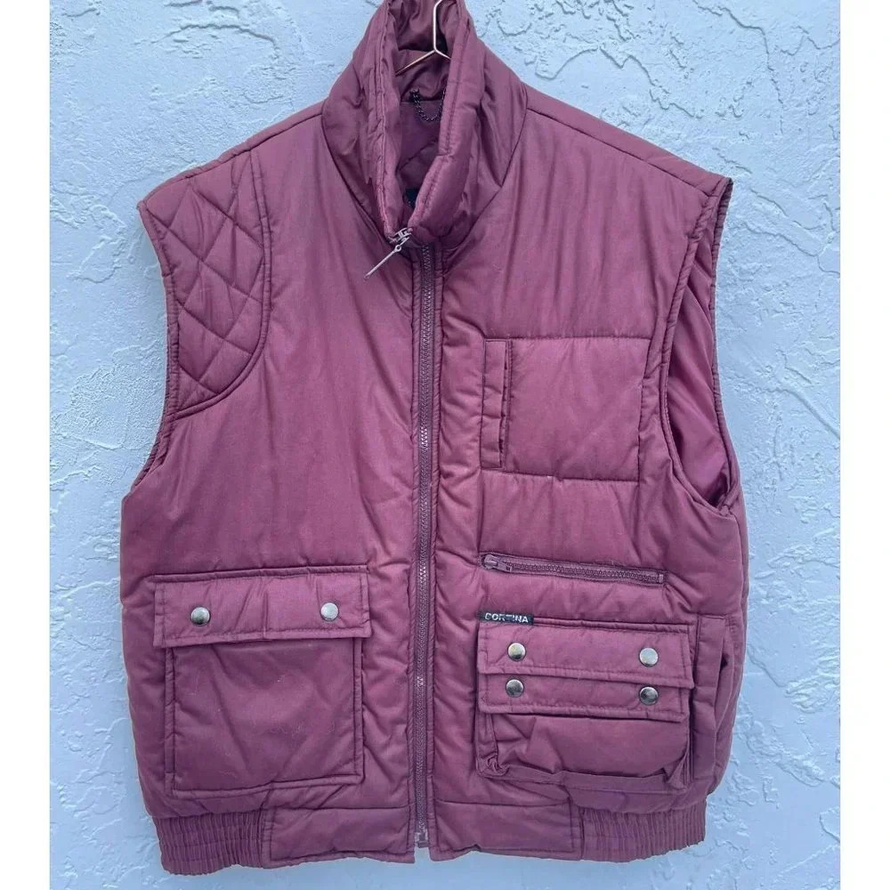 Cortina Womens Korean Turtle Neck Vest Light Maroon Sz Medium